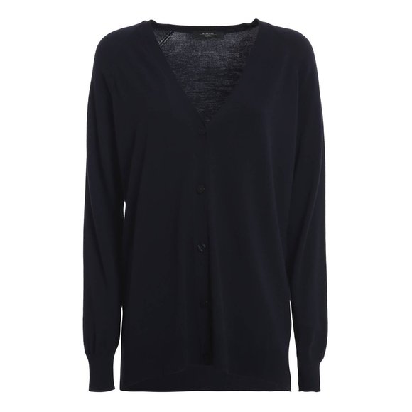 Weekend MaxMara Sottile Dark Blue Viscose-Blend Cardigan - Picture 1 of 10